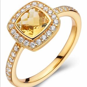 LaFonn Micro Pave Simulated Diamond & Citrine Ring